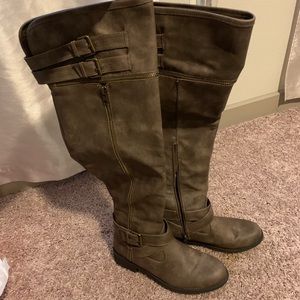 JustFab Recca Taupe Knee high Riding Boots